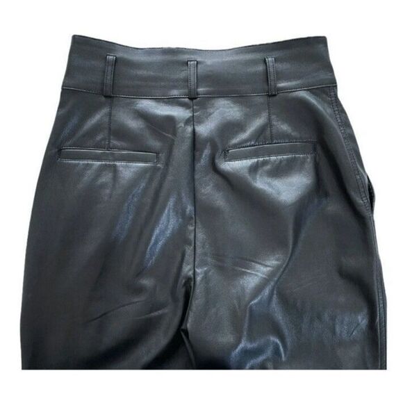 Aritzia Babaton Command Black Faux Leather Ankle Pants size 8 - Picture 5 of 8
